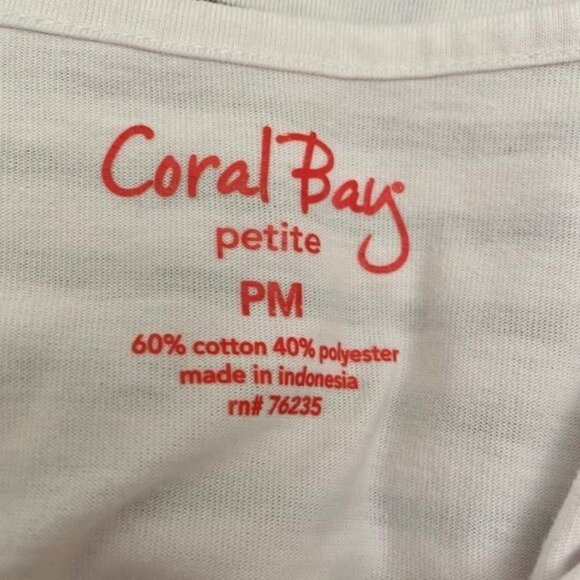 Coral Bay Petite Black and White Striped Top PM - Picture 6 of 8